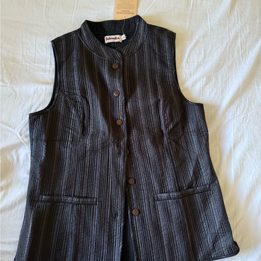Fabindia Black Striped Vest